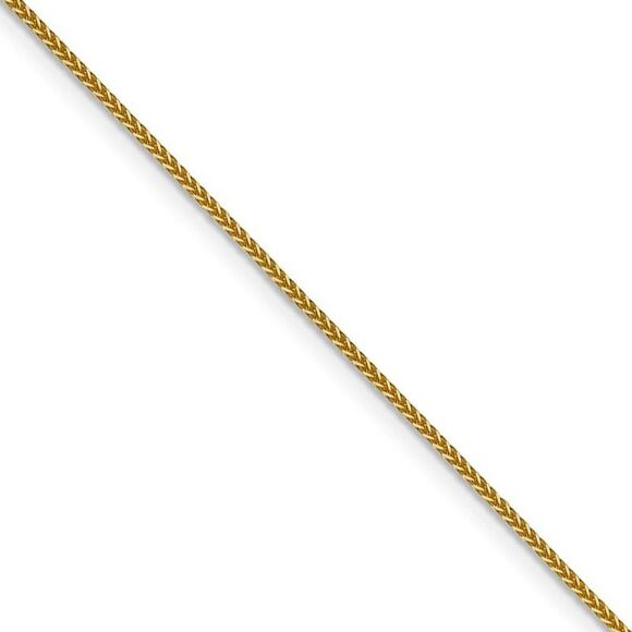 1mm 14k Yellow Gold Solid Square Wheat Chain Necklace 20 Inch